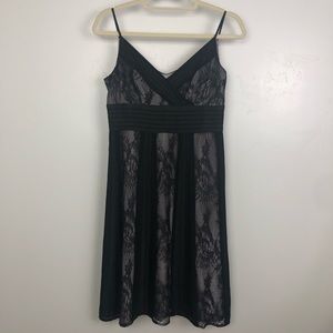 Ann Taylor LOFT Lace & Chiffon Black Dress 4P